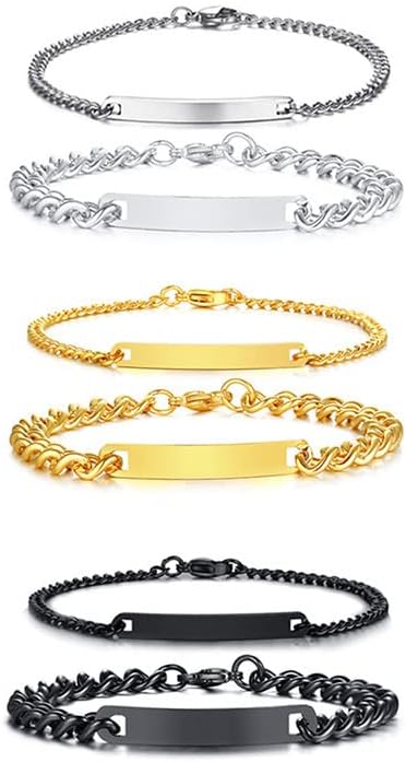 Vista 2 de Non-Branded QINGDUO - Pulseras para parejas de larga distancia (juego de 2 piezas) personalizados para parejas, regalos de acero inoxidable