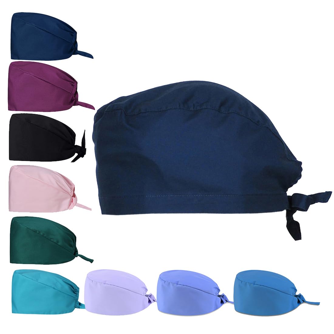Van Der Linn Unisex Navy Blue Cotton Head Cover Surgical Scrub Hat Doctor Nurse Caps Operating Room Hat (Navy Blue)