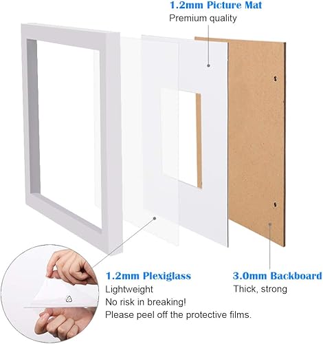 Miniatura 8 de Egofine Juego de 2 portarretratos de madera natural de 12 x 16 pulgadas, marcos de madera maciza con frente de plexiglás, pantalla de 9 x 12 o 11 x