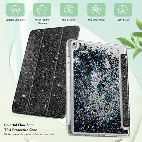 Ne perdez plus votre stylet coque iPad 10.2 paillettes anti-choc noire