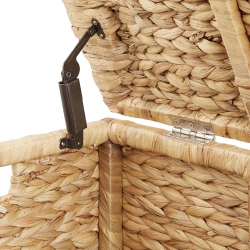 Image of Casafield 30 inch Storage Chest with Lid, Handles, and Safety Hinge - Natural, Water Hyacinth Wicker Storage Trunk for Entry Way, Living Room, Bedroom