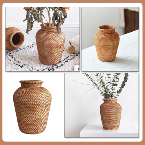 Vase en rotin anti-poussière SOLUSTRE la solution déco créative pour bureau et balcon