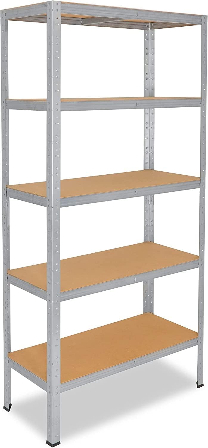 AERREGI 180X70X30 Scaffale in metallo 5 ripiani per carichi pesanti zincato con 100kg capacità di carico/per garage per ripostiglio o officina