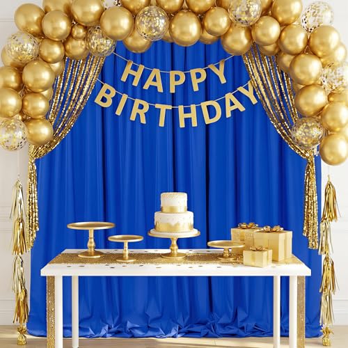 Image of Royal Blue Backdrop Curtains Polyester: 6 Panels 5ft x 10ft Photography Backdrop Drapes - Wedding Party Birthday Decorations