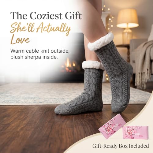 Image of The Metluks Women's Fuzzy Slipper Socks with Non-slip Grippers, Sherpa Lined Warm Cozy Gift Socks