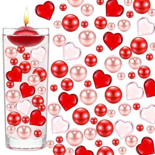 Cqueni 86 PCS Valentine's Vases Filler Red Pink Beads for Wedding Decoration, Wedding, Table Scatter
