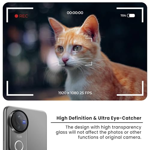 Image of ArmourPro Camera Lens Protector for Vivo V50 (6.77 Inches) Tough HD Individual Aluminum Alloy Rings 9H Camera Cover, Scratch-Resistant,Camera Lens Protection| Black, 1 Pack