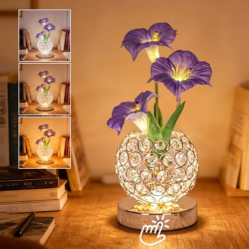 Howeifull Cadeaux femme – Lampe LED ipomée artificielle, 3 couleurs dimmable, USB, lampe de chevet, pour salon, chambre, salle à manger Home Decor (violet)