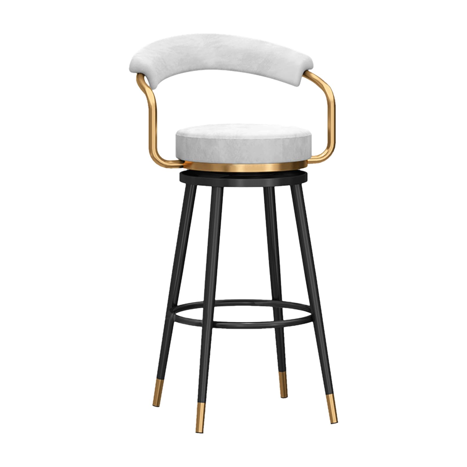Tabouret de bar blanc 75 cm pivotant avec dossier et pieds en métal pour îlot