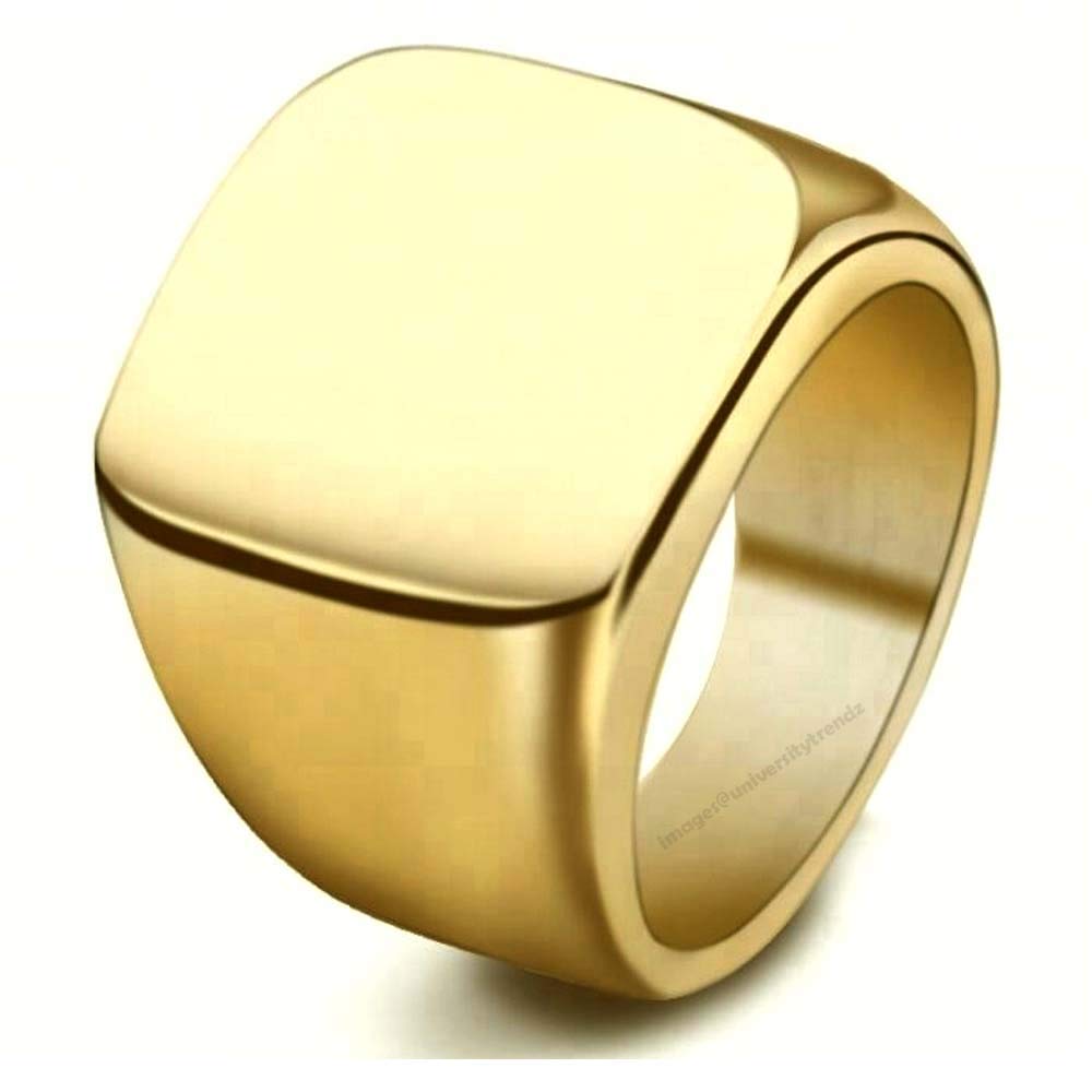 University TrendzSquare Geometric Metal Stainless Steel Ring for Men/Boys/Biker (Gold)