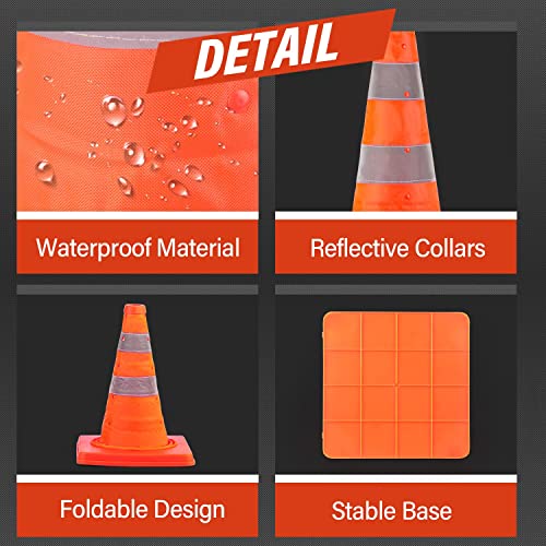 Image of RoadHero 18 Inch 6 Pack Collapsible Traffic Safety Cones, Orange