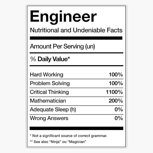 Calcomanía de vinilo divertida para ingeniero de ingeniero de ingeniería, 5 pulgadas