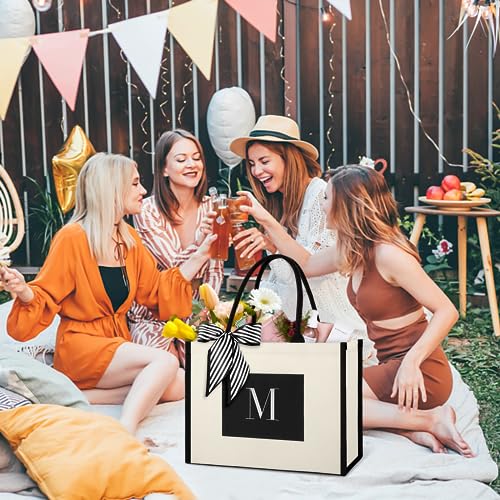 IDEATECH Canvas Tote Bag for Women, Personalized Birthday Gifts for Women, Monogram Beach Tote Bag Great for Wedding, Holiday2