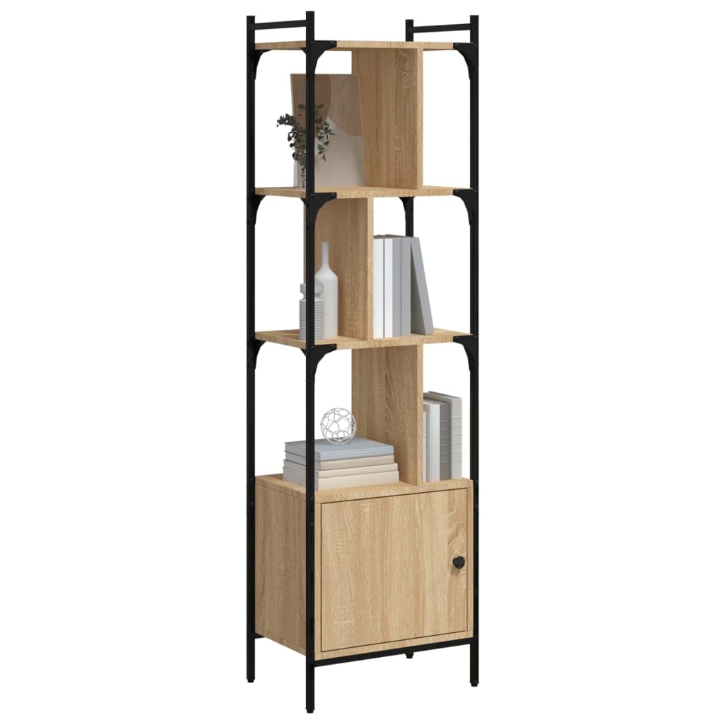 INLIFE Librería con puerta de roble Sonoma, 44,5 x 30 x 154,5 cm, material de madera, 18,8 kg, 833354