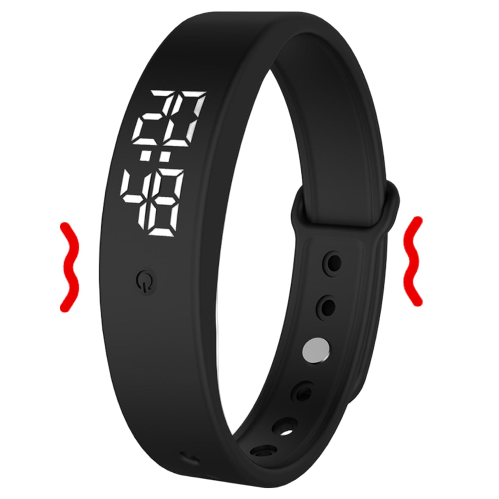 Xoeryoy Vibrating Alarm Wristband, Silent Wakes Up Watch for Heavy Sleepers, Rechargeable Waterproof Alarm Bracelet with Vibration Reminder for Men & Women (Black)