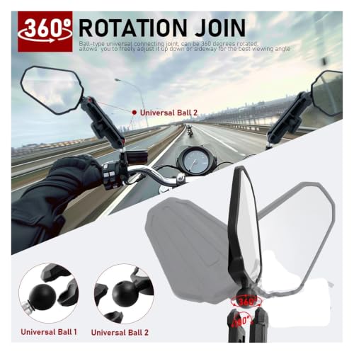 Espejo retrovisor de moto plegable con ajuste de ángulo universal 4