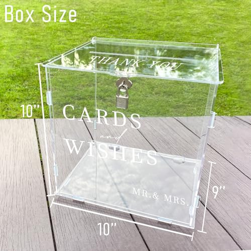 Image of Clear Acrylic Card Box with Slot & Lock, DIY Large Wedding Card Boxes for Reception, Elegant Money Envelop Gift Cards Box for Party Wedding Birthday Baby Shower Graduation Table Decor