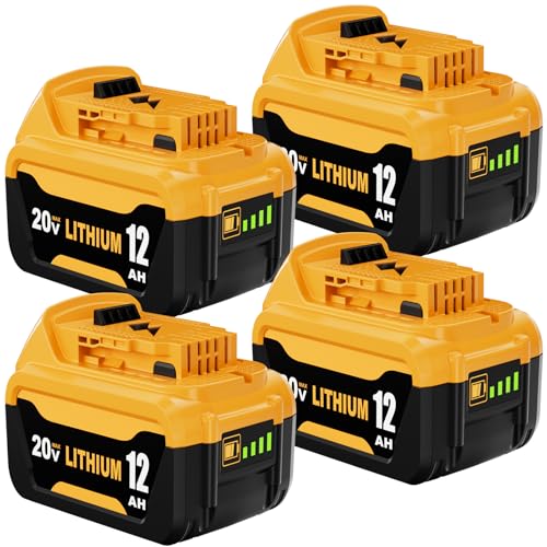 Image of 4 Packs 12000mAh DCB206 Replacement for Dewalt 20V Battery Lithium ion Compatible with Dewalt 20V Max Battery DCB203 DCB207 DCB208 DCB200 DCD DCF DCG Series Cordless Power Tools