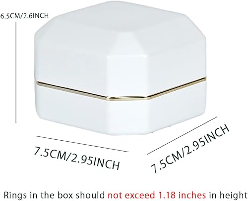 Miniatura 2 de HSLFUAI Caja de anillos LED exhibición de joyas caja de regalo de anillos caja de anillo para propuestas compromiso boda S4-blanco-1 unidad