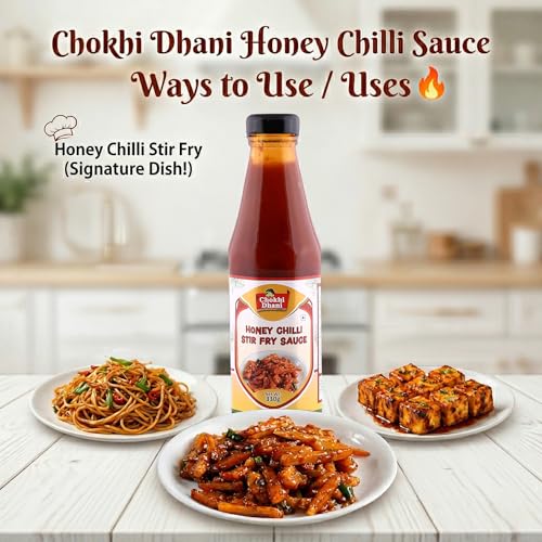 Image of Chokhi Dhani Honey Chilli Sauce 330g | Sweet & Spicy Indo Chinese Stir Fry Sauce | Cooking & Dipping Sauce for Noodles, Fried Rice, Burgers & Wraps | Bold Flavour