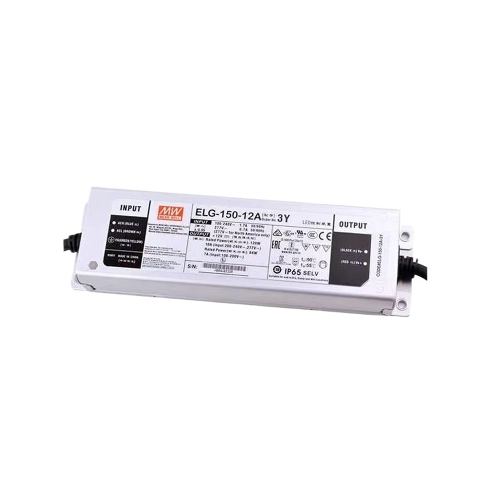 FCARUMIQP ELG-150-12A-3Y 12VDC 10A 150W PFC Water Proof Power Supply Constant Voltage Current LED Driver IP65