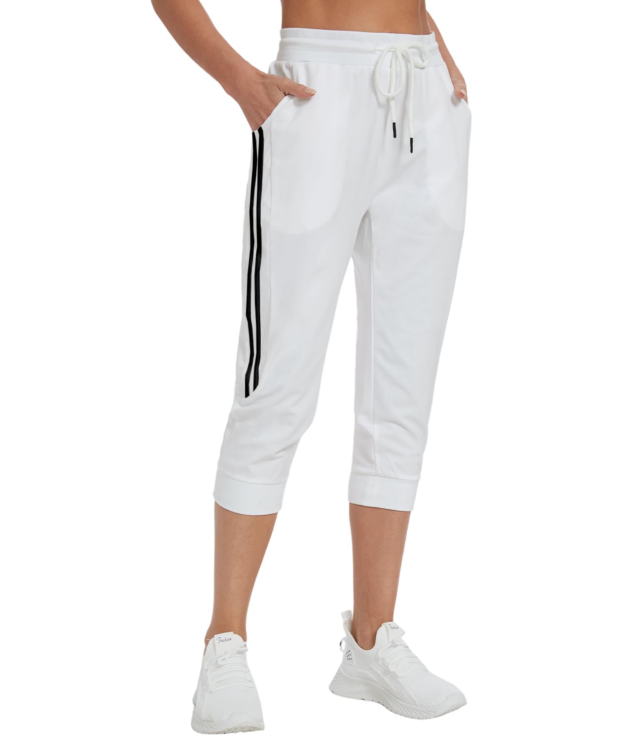 SPECIALMAGIC Pantalones deportivos de algodón para mujer, con bolsillos, atléticos, con cordón, pantalones deportivos casuales