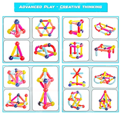 Image of Zest 4 Toyz Magnetic Sticks Building Blocks for Kids Educational Stem Learning Magnet Stick with Balls Game Set Toys for Girls Age 3+ Year 4 5 6 7 8 10 12 14 Old (42 Pieces)