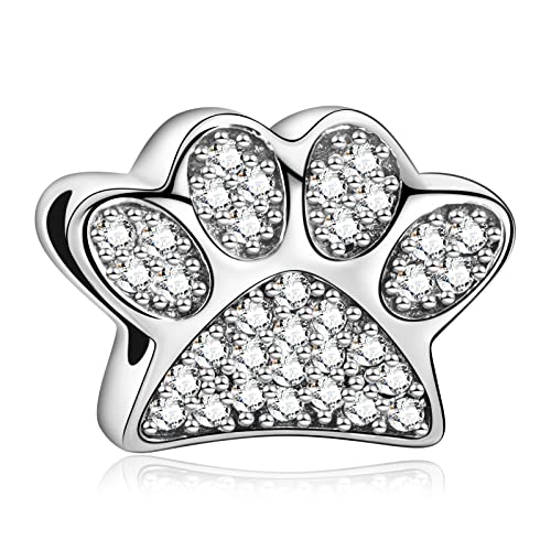 Annmors Donna Ciondolo Zampina scintillante Argento 925 Colgantes con Zirconia cubica per Charm Bracciale