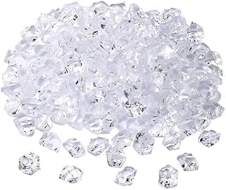 kuou 150Pcs Clear Fake Crushed Ice Rocks, Fake Crystal Rock Ice Sparkly Rocks Fake Diamonds Plastic Ice Cubes Gems for Vase Fillers Table Decoration Wedding Display DIY Arts Crafts