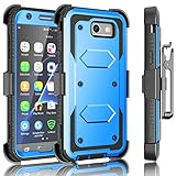 J3 Emerge / J3 Prime Case, for Samsung Galaxy J3 Mission / J3 Eclipse/Express Prime 2/ Amp Prime 2/ J3 Luna Pro Holster Clip, Tekcoo [TShell] [Blue] Locking Belt [Built-in Screen] Kickstand Cover