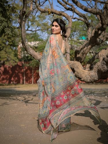 Image of MIRCHI FASHION Saree for Woman Organza Floral Printed | Lightweight Elegant Traditional Sari with Matching Blouse Piece