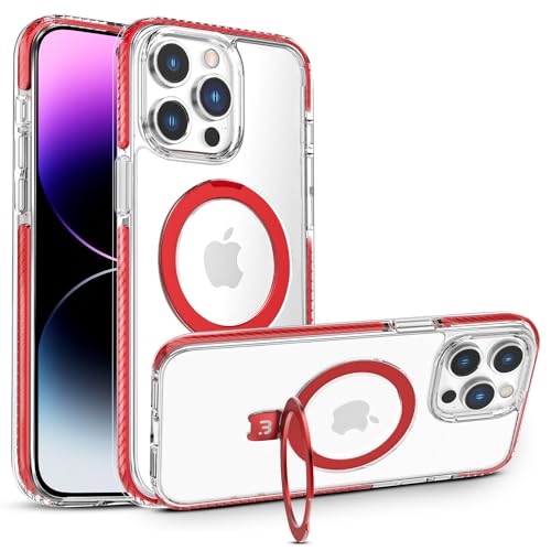 M MYBAT PRO Lure Series iPhone 14 Pro Max Case with Magnetic Ring Stand,6.7 inch[Compatible with MagSafe],Slim Thin Shockproof Transparent Bumper Cover,Non-Yellowing iPhone Case for iPhone 1