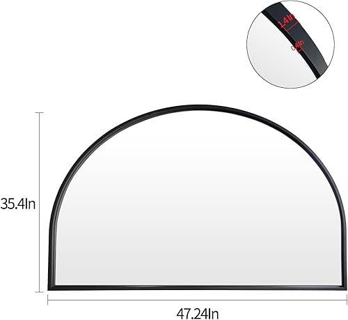 Miniatura 2 de Espejo arqueado negro grande, espejo grande de baño de granja, espejo de repisa de chimenea, espejo negro de gran tamaño, espejo de arco ancho