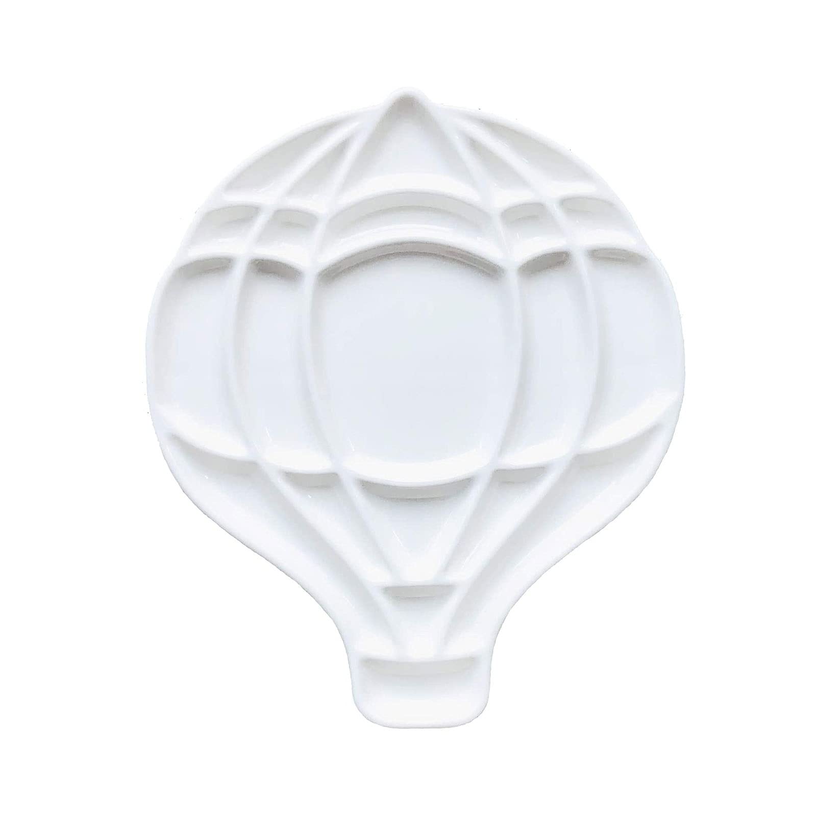 Paint Palette, White Porcelain Flat Paint Mix Palette With Hot Air Balloon For Watercolor Gouache Oil