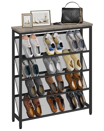 CHOEZON Schuhregal, 5-stufige Schuhablage, Schuhschrank schmal, Schuhständer, Schuhaufbewahrung, Schuh-Organizer, platzsparend, für Eingangsbereich, Garderobe, Flur, Greige und Schwarz DTXJ02BG