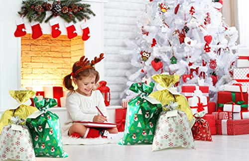 WesGen Christmas Gift Bags, 40Pcs Santa Wrapping Gift Bag in 4 Sizes and 4 Designs, with Ribbon Ties and Tags - Thumbnail 6