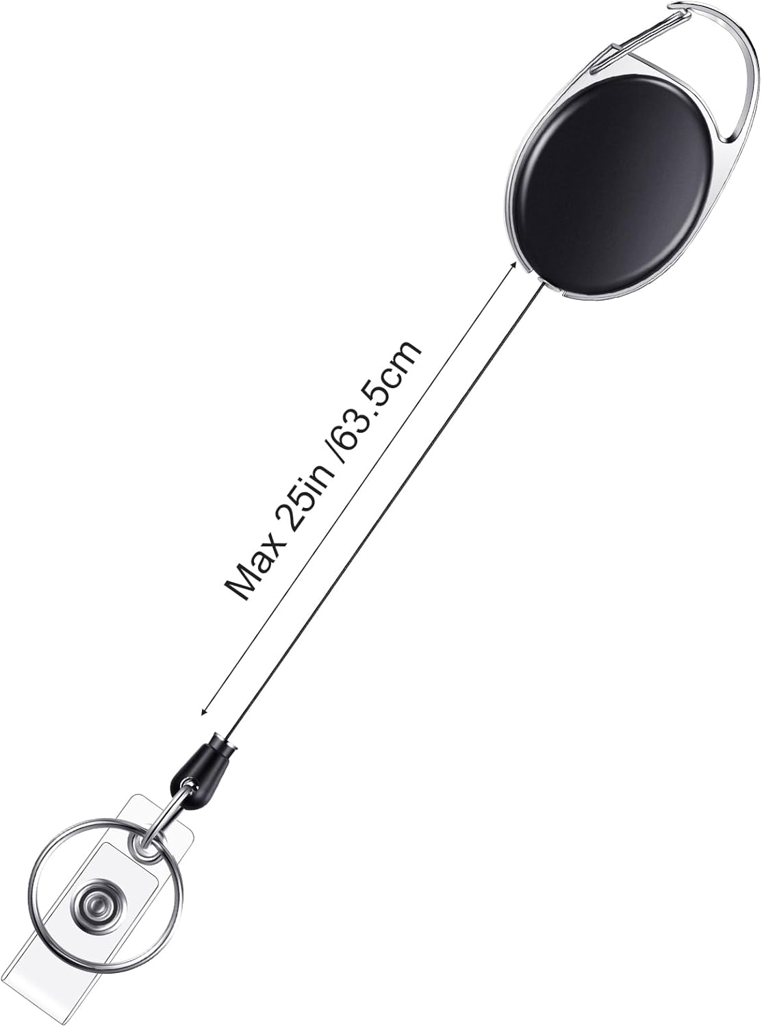 E&EY 50 Pack Badge Retractable Reels Clips Bulk for Name ID Holder, Badge Reel with Belt Clip and Key Ring, Heavy Duty, Keychain for Office Worker Nurse Doctor