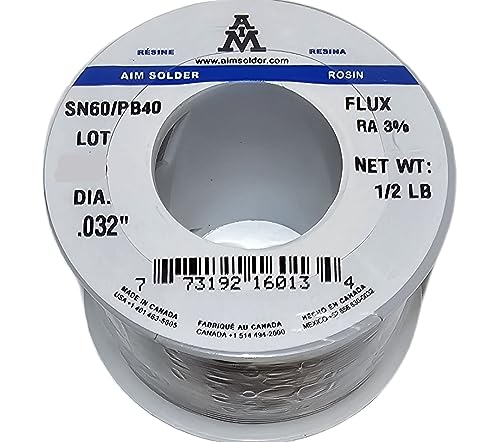 AIM Solder Wire 16013, Rosin, SN60/PB40, Diameter: .032"Inch, Flux: RA at 3%, 1/2 Pound Spool