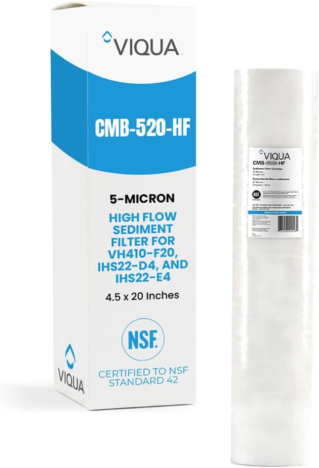 VIQUA CMB-520-HF Polypropylene Whole House 20 x 4.5 Inch 5 Micron Sediment Water Filter for VIQUA IHS22-D4, IHS22-E4, and VH410-F20 UV Systems