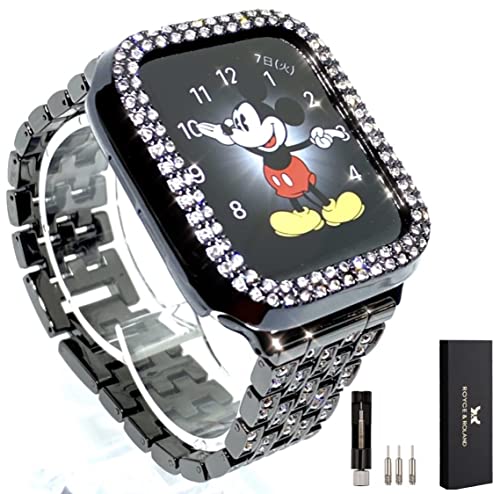 Royce&Roland Apple Watch アップルウォッチ ダイヤ バンド カバーセット ブラック 工具付き シリーズ series 7対応 ベルト ベゼル set(45mm black) Royce&Roland Apple Watch アップルウォッチ ダイヤ バンド カバーセット ブラック 工具付き シリーズ series 7対応 ベルト ベゼル set(45mm black)