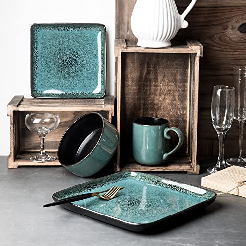 Arora 497248 Flackar Square Stoneware Dinnerware Set For 4, Dinner Plates, Side Plates, Cereal Bowls, Mugs thumb #2