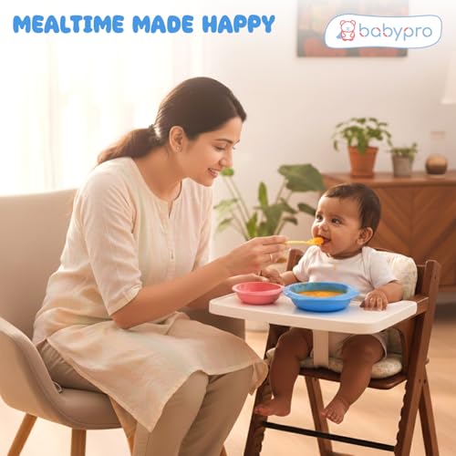 Image of BabyPro Baby Bowl Set for Cereal & Snack Bowl, Pack of 2, Pink & Blue | BPA-Free, Unbreakable, Microwave, Freezer & Dishwasher Safe, Stackable
