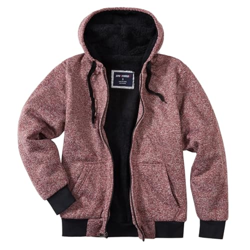 Image of LeeHanTon Sherpa Lined Hoodies for Men Heavyweight Full Zip Up Sweatshirt Thick Fleece Winter Warm Work Jackets Plus Size