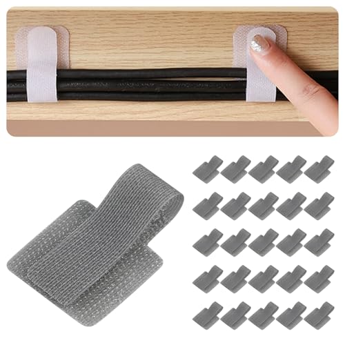 ケーブルクリップ 【業界初・超強力・のり残らず】 コードクリップ ケーブルホルダー ケーブルバンド 配線止め コード まとめる 配線 整理 ケーブル 収納 ケーブルタイ デスク下 壁 固定 粘着 賃貸OK 30個セット (グレー)