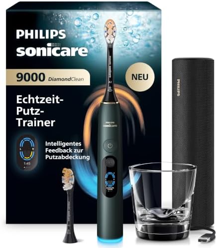Philips Sonicare Next-Generation DiamondClean 9000 elektrische Zahnbürste - intelligentes Feedback zur Putzabdeckung, intelligente Andruckkontrolle und 21 Einstellungen, Mitternach