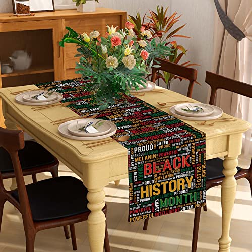 Farmnall Linen Black History Month Table Runner Tablecloth Black Red Yellow African American Kwanzaa Decorations And Supplies For Home Office 13X72 Inch #TOP3