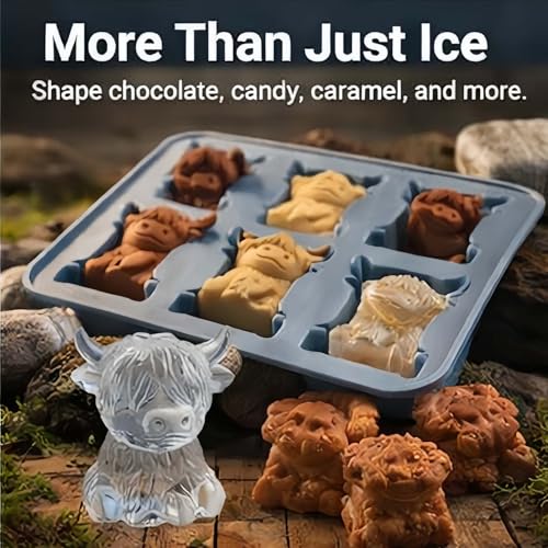 Molde de Silicona para Cubitos de Hielo Highland Cow miniatura 6