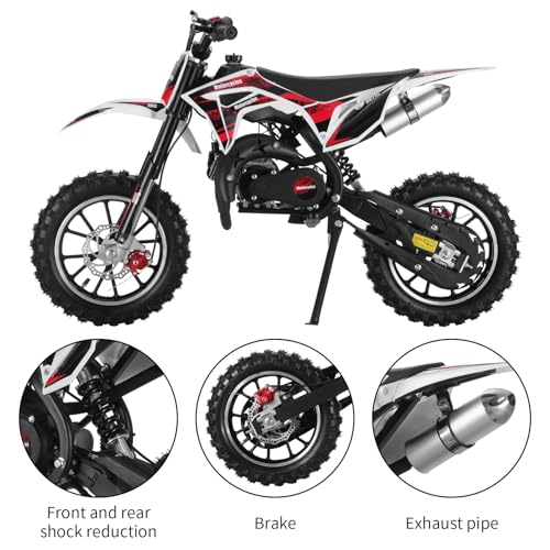 Image of 50cc Dirt Bike for Adults & Kids-Kids Dirt Bike 2-Stroke Gas Powered Off Road Motorcycle Mini Bikes with Speeds up to 40 MPH for Uphill and Off-Road Conditions Pull Start ﻿ Pink