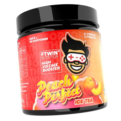 FTWIN® Nutrition Gaming Booster | Reflex, Focus, Energy, Endurance | 40 Servings | Vegan | Für Gamer und E-Sportler | Perfekt für lange und intensive Gaming-Sessions (320 g, Peach Perfect) FTWIN® Nutrition Gaming Booster | Reflex, Focus, Energy, Endurance | 40 Servings | Vegan | Für Gamer und E-Sportler | Perfekt für lange und intensive Gaming-Sessions (320 g, Peach Perfect)