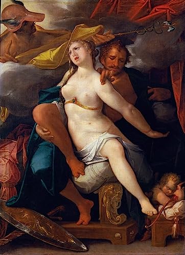 Impression d'affiche Vénus et Mars de Spranger sur toile déco mural 60x90cm